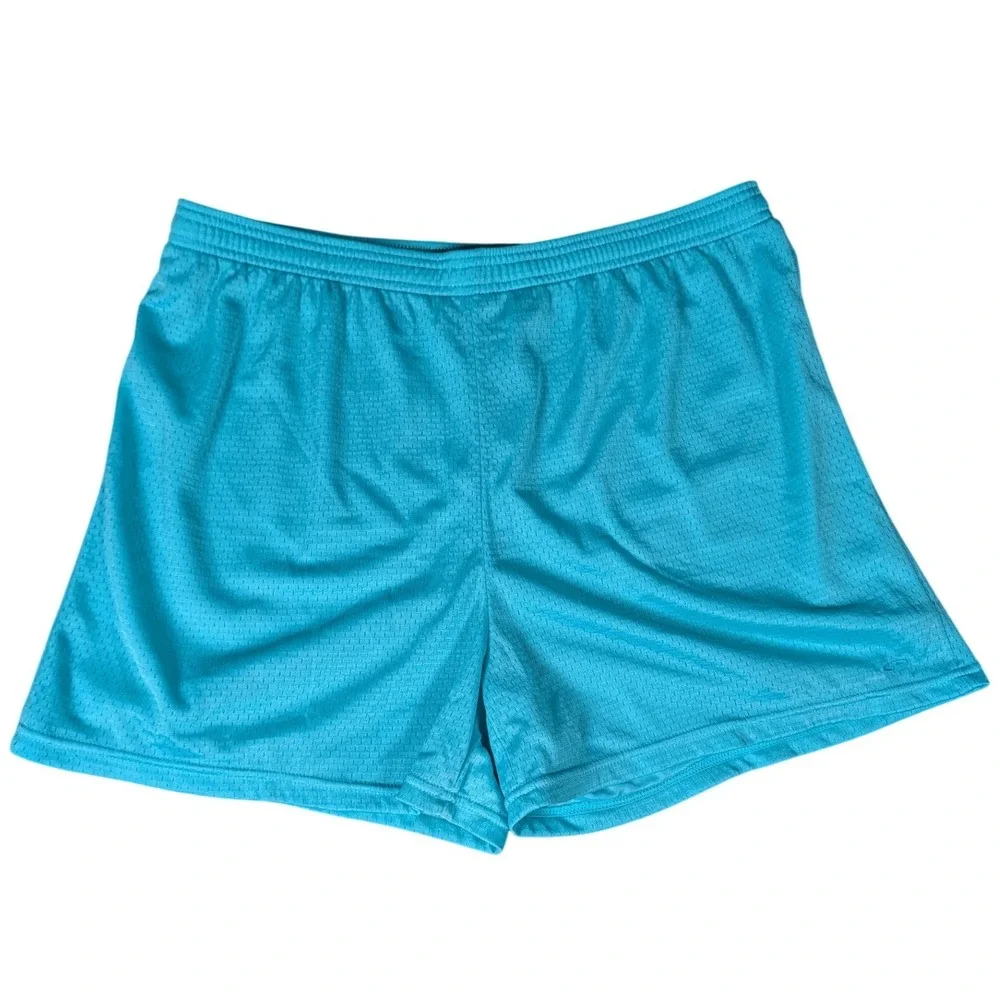C9 by Champion Mens Mesh Athletic Shorts Turquoise Blue Elastic Waist Gym L